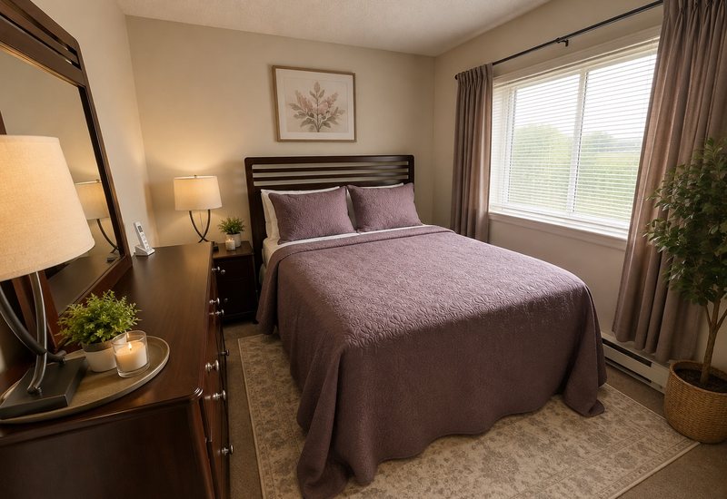 Furnished bedroom in a J.E. apartment
